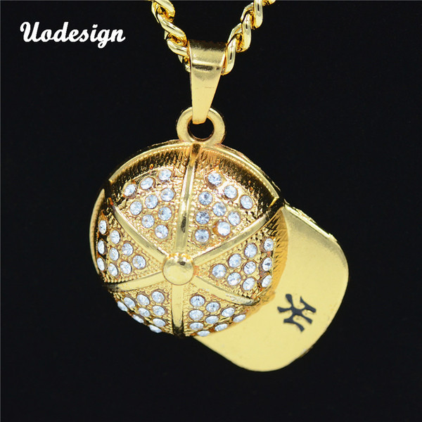 Hip Hop Hat Pendant Necklace Gold Palted Trendy Gold Color Rock Punk Necklace Men Jewelry Sport Cap