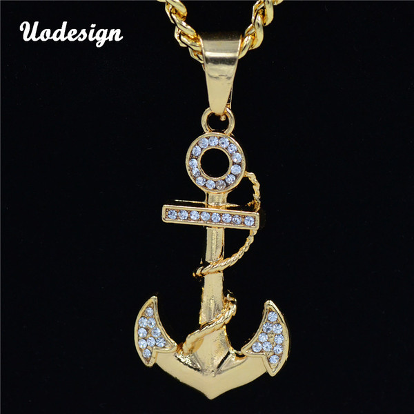 Hiphop Jewelry Classic Ship's Anchor Disc Pendant Necklace Alloy Fashion Jewelry for Men Women Gift