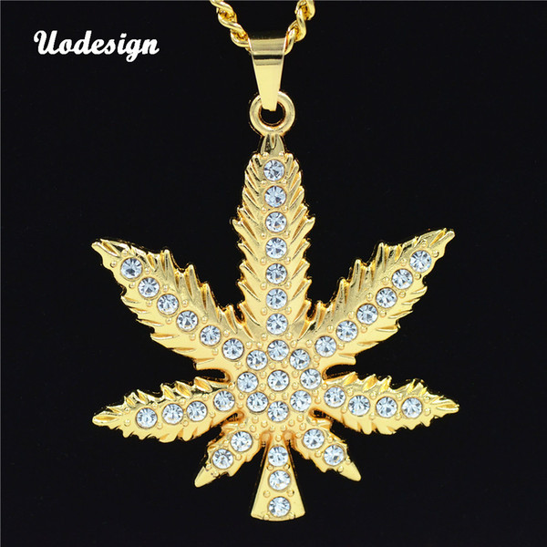 Hip Hop crystal Leaf Necklace For Women Men Maple Leaf Pendants Necklaces Unisex Plant Jewelry Dropshipping