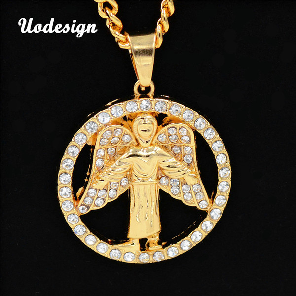 New Fashion bling pendants Men Women HipHop Crystal Chains Jewelry Gifts Iced Out Round Angel Wings trendy necklaces