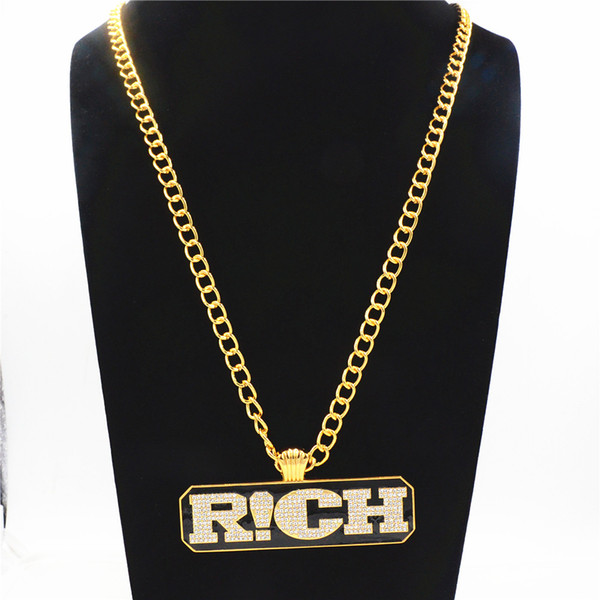 Rap Hip Hop Jewelry Rich (The Rap Of China) Pendant Necklace For Men Rapper Rock Long Chain 90cm Drop Shipping