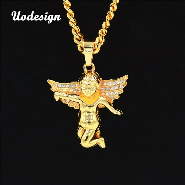 Hiphop Jewelry Gold Chain Necklace For Men Gold Angel Necklace Pendants Necklaces Charm Mens