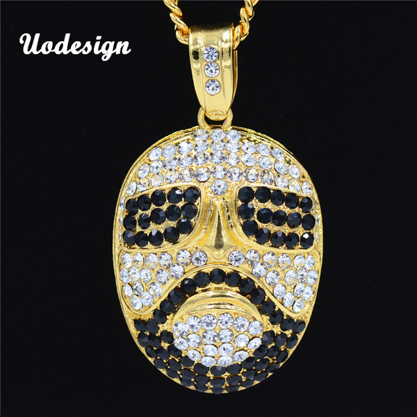 Uodesign New Fashion Oval Crystal Head pendant Hip hop Necklace Jewelry 30inch cuban chain HP128