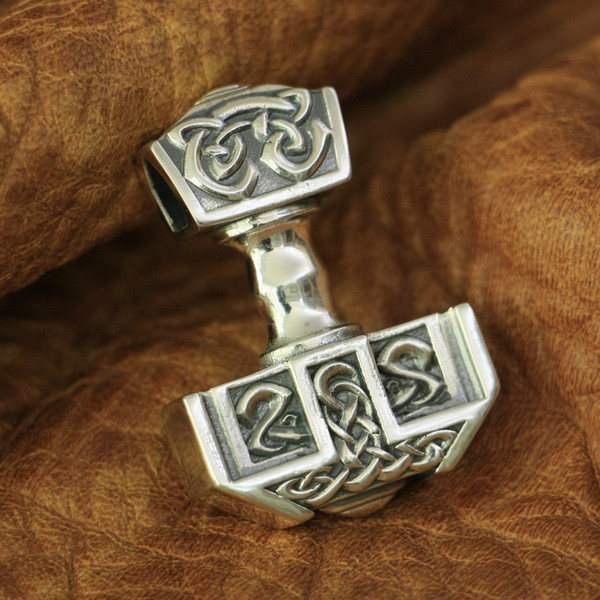 LINSION 925 Sterling Silver High Details Thor's Hammer Mens Biker Punk Pendant TA137 JP