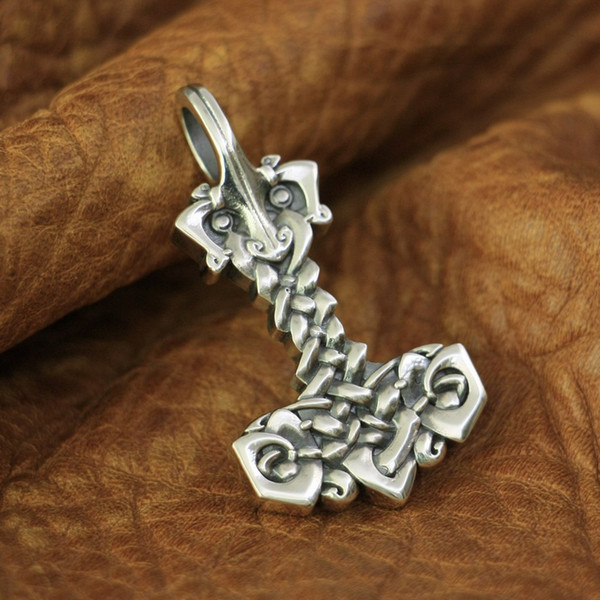 LINSION High Details Thor's Hammer Pendant 925 Sterling Silver Mens Biker Pendant TA138 JP