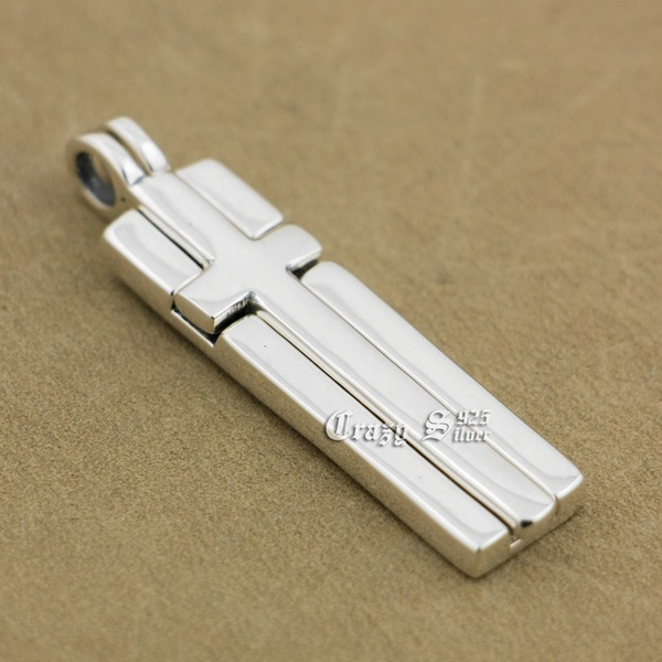 LINSION 925 Sterling Silver Lovers Fashion Cross Pendant Charm Jewelry 9S005 JP