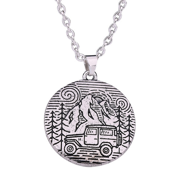 Lemegeton Factory Direct Camping Pendant Chain Outdoor Landscape Supernature Designer Necklace Zinc Alloy Mens Long Necklace