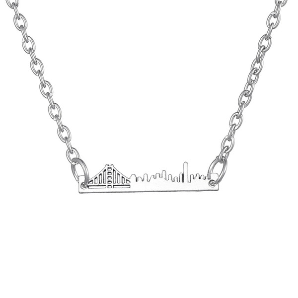 lemegeton San Francisco Paris London and New York Skyline Necklace French Eiffel Tower Landscape Charm City Cityscape Jewelry Necklace