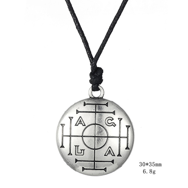 Lemegeton Dropshipping Medieval Talisman For Wealth Link Chain Metal Engraved Wiccan Jewelry Zinc Alloy Pendant Necklace For Men