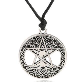 lemegeton Irish Knot Pentacle Pendant necklace silvery Morningstar Seal of Solomon wicca man jewelry long necklace