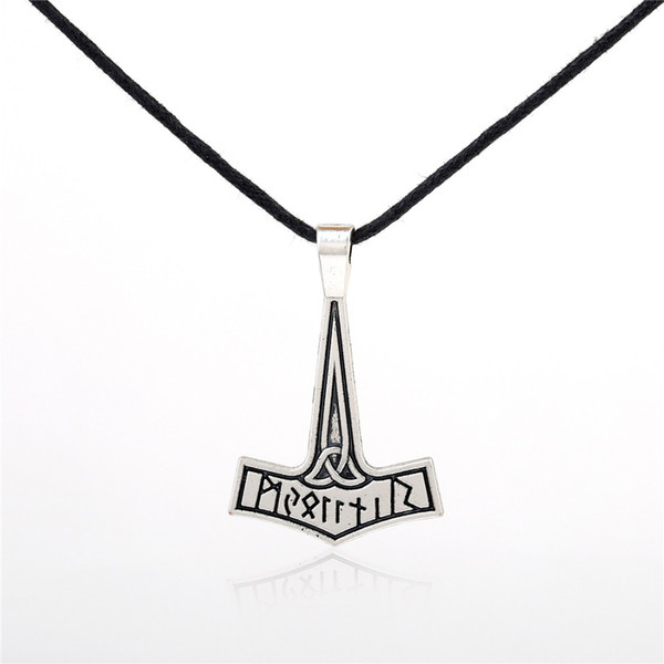 Lemegeton Drop Shipping Thors Hammer Pendant Necklace Symbol Of Endless Power Mens Wiccan Jewelry 4 Styles Designer Necklace