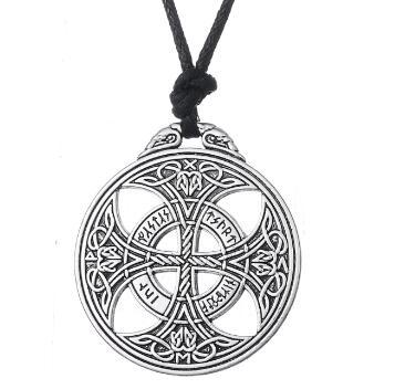 lemegeton Collares Lucky Knot Viking Norse Rune Wiccan Pagan Asatru Double side Pendant Necklace Jewelry with adjustable cord