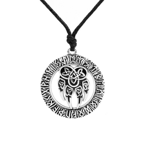 Lemegeton Bear Paw With Lucky Knot Hollow Out Zinc Alloy Mens Designer Necklace Hot Sale Viking Style Jewelry