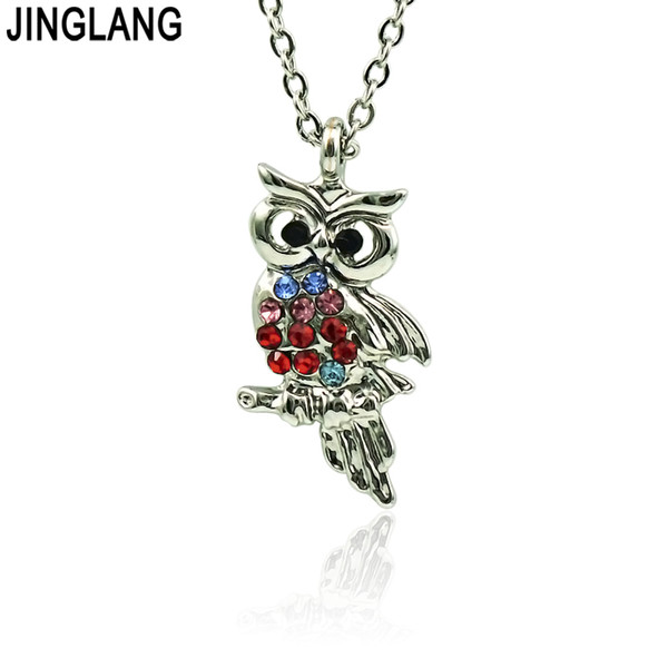 JINGLANG Hot Pendant Necklaces For Women Trendy Heart Girl owl Fashion Design Metal Link Chain Long Necklace Wholesale