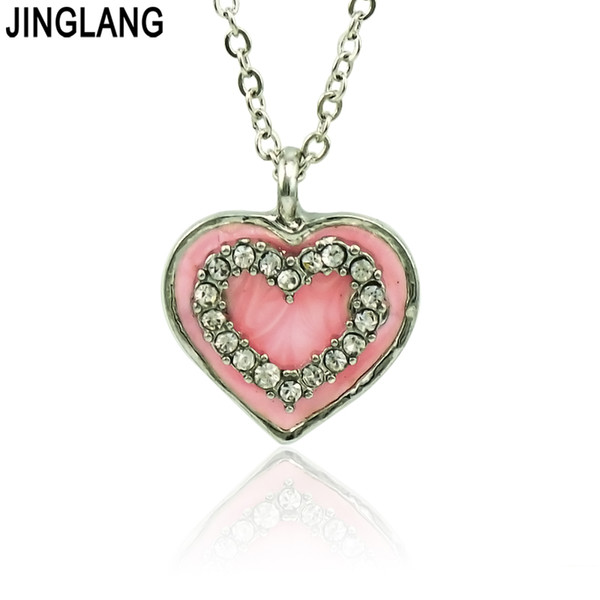 JINGLANG Luxury brand Heart-shaped Necklaces & Pendants women ladies choker chain Jewelry birthday engagement Gift wholesale