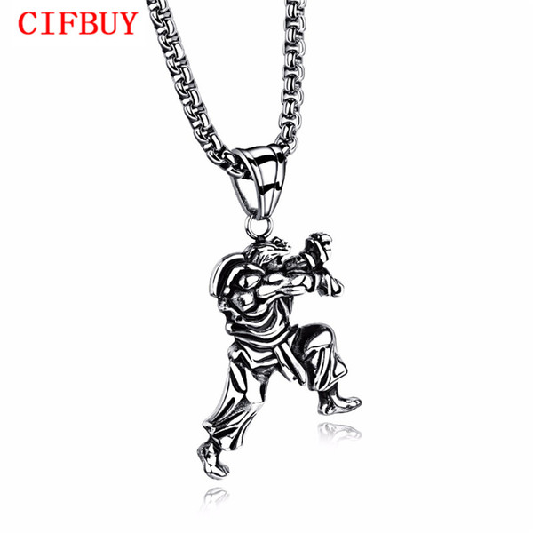 Street Fighter Characters Men Pendant Necklace Kung Fu Muscle Man Stailess Steel Boy Male Pendant Jewelry Gift GX1335