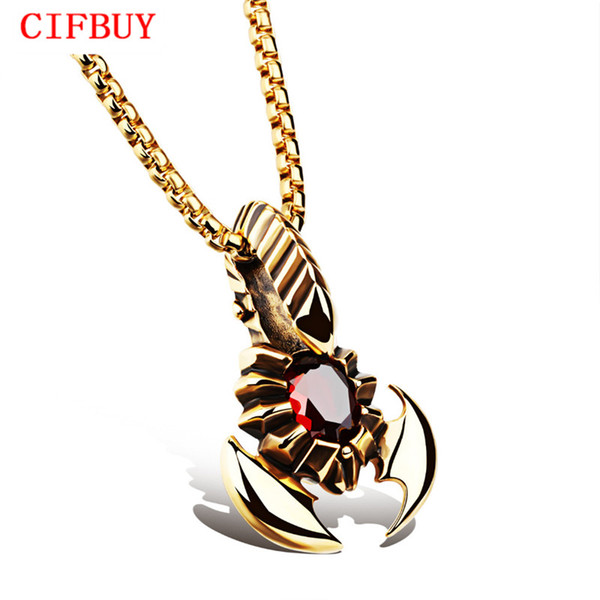 Men's Scorpion Pendant Necklaces New Designed With Red Cubic Zirconia Personality Necklace Men Jewelry Exclusive Sale GX1012