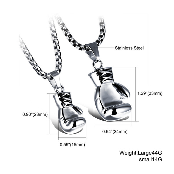 CIFBUY Black/Steel / Gold Color Fashion Mini Boxing Glove Necklace Boxing Jewelry Stainless Steel Cool Pendant For Men Boys Gift