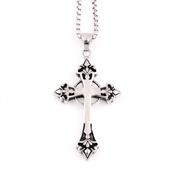 JEWELS High Quality Men's Jewelry Stainless Steel Cross Pendants Necklace with 62cm Box Chain Fashion Religious Gift