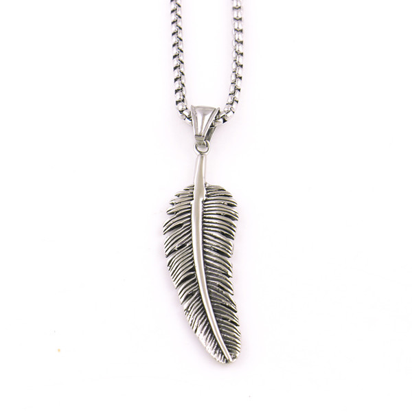 New Fashion Boutique Vintage Leaf Stainless Steel pendant Necklace Made man Jewelryy Silver Color Necklace Jewelry Accesorios