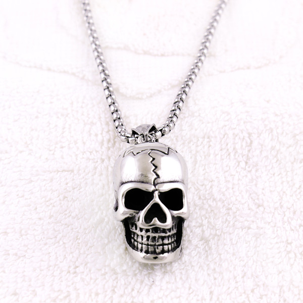 Fashion Punk Gothic Titanium Stainless Steel Biker Skeleton Skull Vintage Jewelry Pendants Necklaces for Men Jewelry