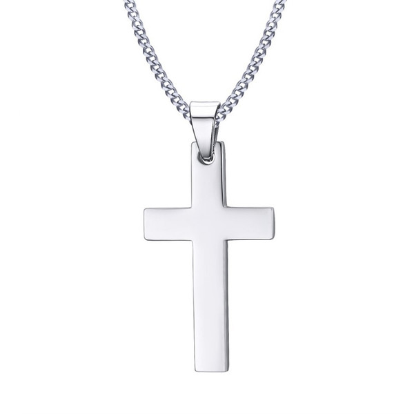 Jesus Cross Necklace for Men Gold Black Silver Color Good Quality Stainless Steel Christian Crucifix Pendant Neck Lace Male Prayer Jewelry