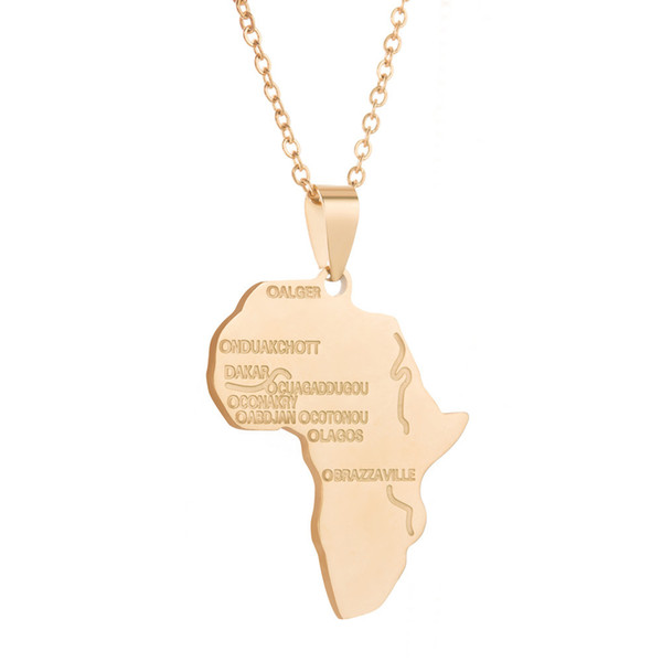 stainless Steel Map of Africa Hip-hop Charms Collar Statement Choker Necklace Pendants For Womens Clothing Accessories Jewelry Gifts DIY