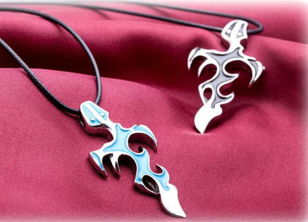 Stainless Steel Flame Crosses Necklace Pendant Vintage Silver Choker Couple Necklace For Men Friend Gift Jewelry Clothing Accessories