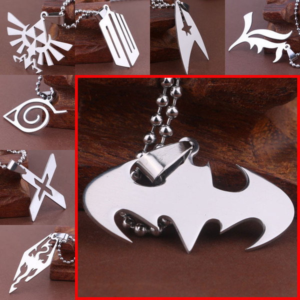 Stainless Steel Necklace Star Trek Zelda Batman Spiderman Wonder Woman Superman Skyrim Naruto The Flash Resident Necklace Drop Shipping