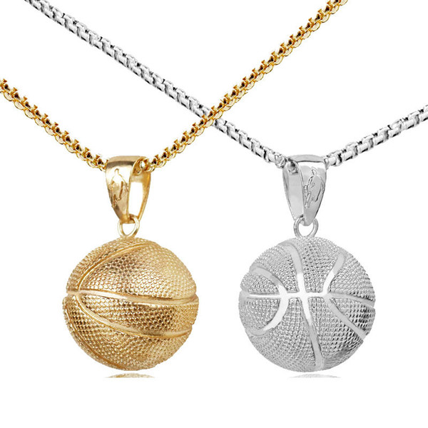 Basketball Necklace Silver Gold Sport Basketball Necklaces Pendant Sports pendant Inspiration Fashion Jewelry Valentine Day Gift Drop Ship