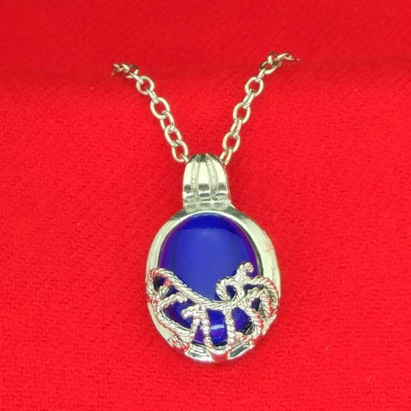 Vampire Diaries Katherine Blue Oval Necklace Sunlight Necklaces Pendant Fashion Deisgner Jewelry Gift Drop Ship 160365