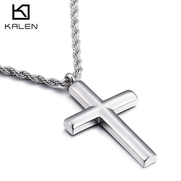 Cross Necklaces For Men Fashion High Polished Stainless Steel Silver Color Cross Pendant Necklace Male Cheap Jewelry