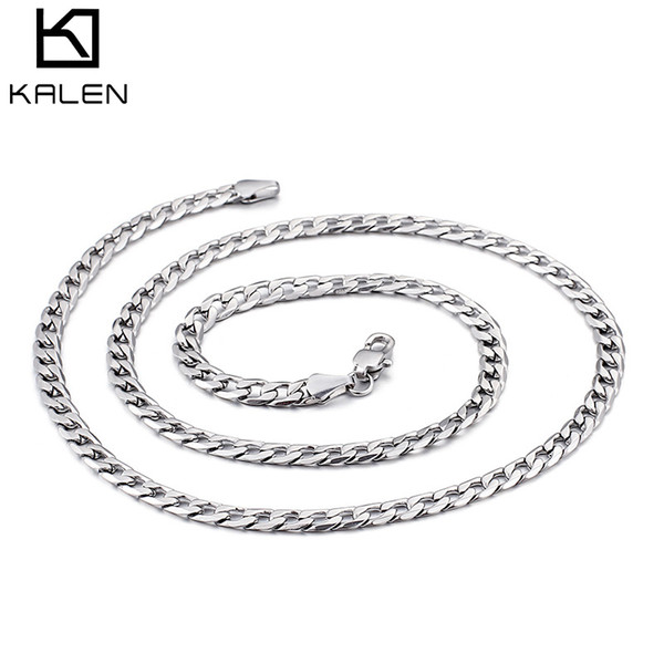 Necklace Men Wholesale 500*4.5MM Fashion Chain Stainless Steel Jewelry Hot Sale Full Side Necklace KALEN