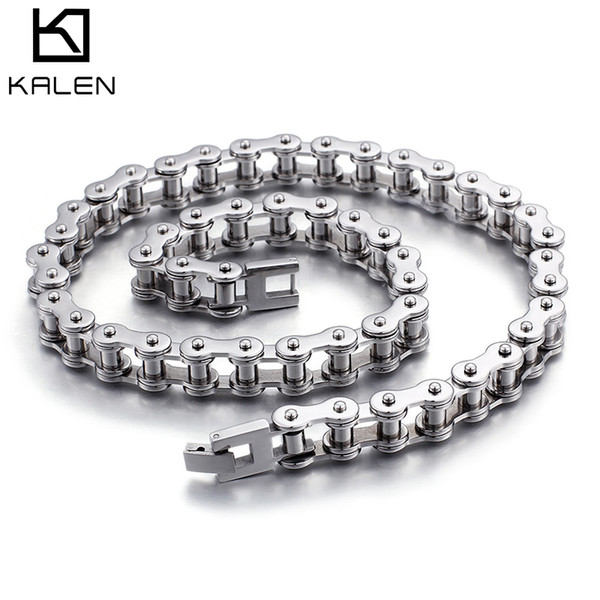 Bicycle Necklaces For Men 550MM 2018 Polished Stainless Steel Silver Bike Chain Necklace Mens Jewelry KALEN