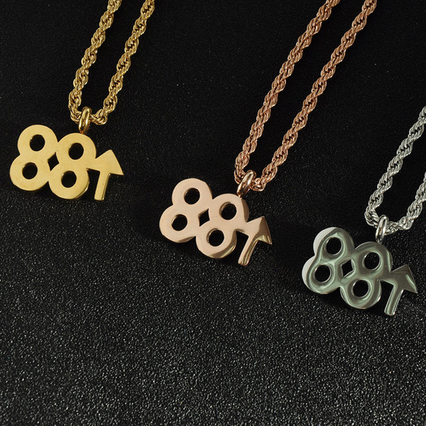 Creative Number Pendant Necklace Geometric Stainless Steel Gold Plated Long Chain Men Hip Hop Necklace Fashion Jewelry Accessories Wholesale