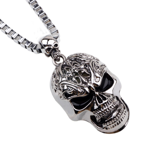 Pendant Necklaces For Men 2019 Brand New Fashion Punk Rock Silver Plated Alloy Skull Hip Hop Necklace Jewelry Wholesale LN028