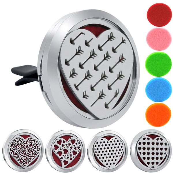 30mm Magnetic Love Heart Design Diffuser Stainless Steel Car Aromatherapy Essential Oil Lockets Gift for Mother's Day