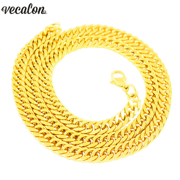 Vecalon Hiphop necklace for men Gold Color 316L Stainless Steel Twisted chain Party necklaces Punk Rock Jewelry Width 7mm