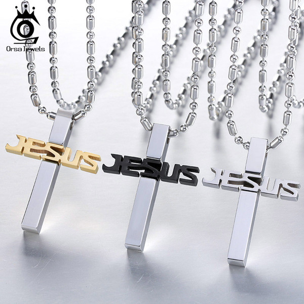 Hot sale 316L Stainless Steel Cross Pendant Necklace for Men Female Jesus Religious Necklace Jewelry GTN03