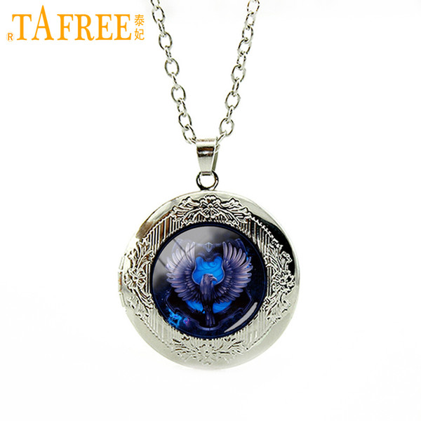 TAFREE Fashion Locket Necklace Hogwarts Gryffindor Ravenclaw Hufflepuff School Bird,mandala jewelry N520