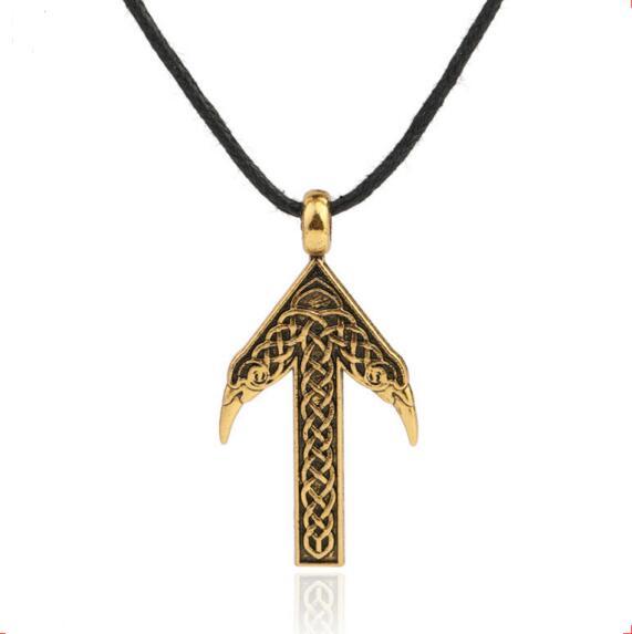 Viking Jewelry Pendant Necklace Unisex Bird And Spiral pattern Solomon Rope Chain Cool Personality Zinc Alloy Dropshipping