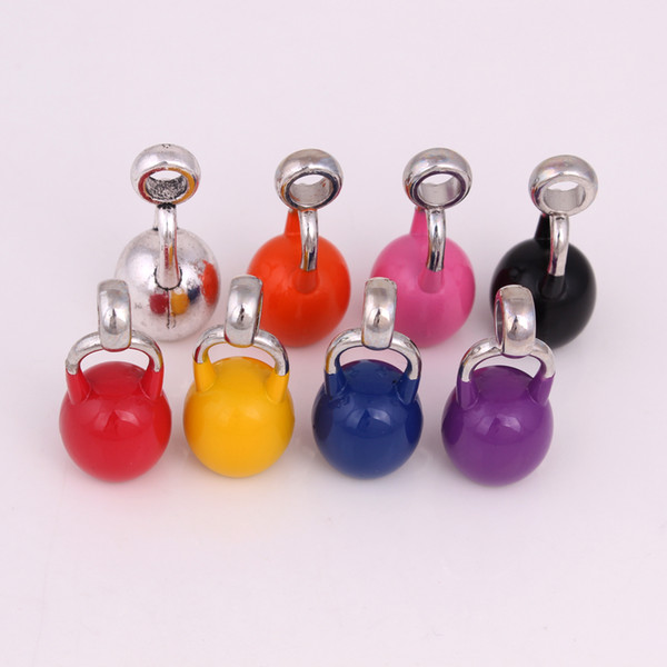 Mix Order Colorful Spray Paint Sports Kettlebell Pendant Fitness Bodybuilding Exercise For Men Women Inspirational Jewelry Accessory Gifts