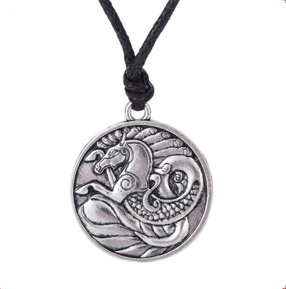 Viking Pendant Necklace Horse And Dragon Combination Pattern Special Design Viking Style Jewelry Solomon Zinc Alloy Dropshipping