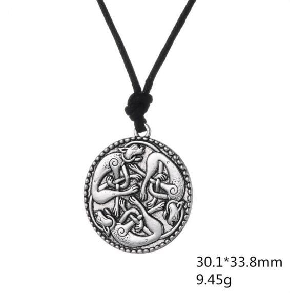 Norse Viking Celtics Knot Animal Tengu Triskele Pattern Necklace Viking Style Jewelry Rope Chain Zinc Alloy Dropshipping