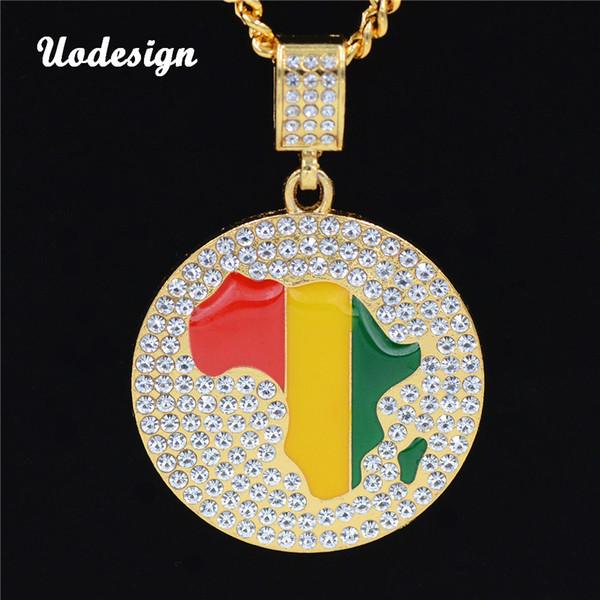 Fashion Hip Hop African Map Men Women Unisex Pendant Necklace jewelry 75cm Long Chain