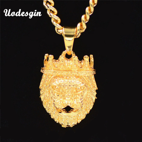 Uodesign Crown Lion Tiger Pendant Necklaces Gold Color Rock Animal Hiphop Style Necklaces For Women Men Jewelry