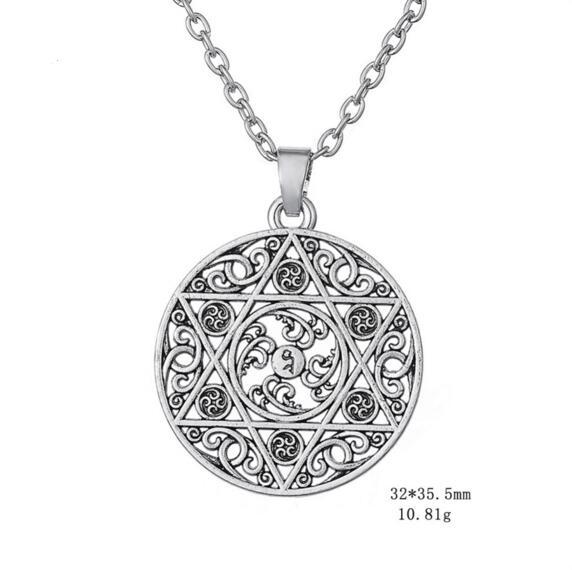 Ethnic Tetragrammaton Choker Hebrew Religious Statement Necklace Men Star Of David Flower Pendant Necklaces For Women