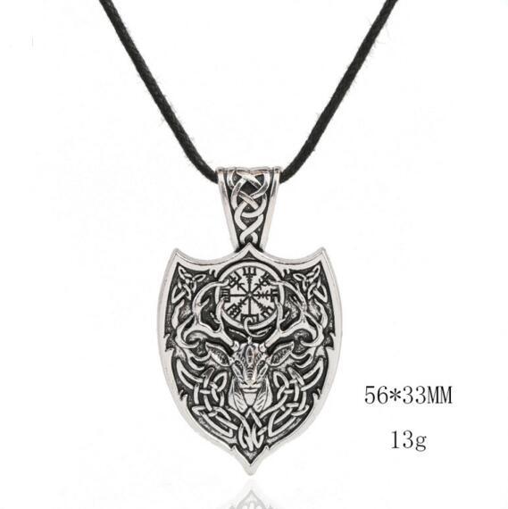 Viking Style Pendant Necklace Shield Deer Runes Pattern In Charm Solomon Feeling Zinc Alloy Provide Dropshipping