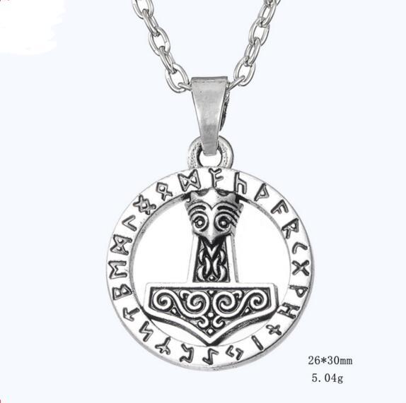 Newest Vikings Necklaces Antique Silver Plated Thor Hammer Pendant Necklace For Men Women Mjolnir Jewelry Collares Gift