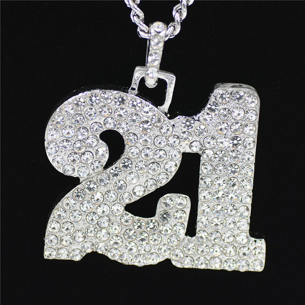 Number 21 Penddant Necklace For Men/Women Chain Necklace Hip Hop Jewelry